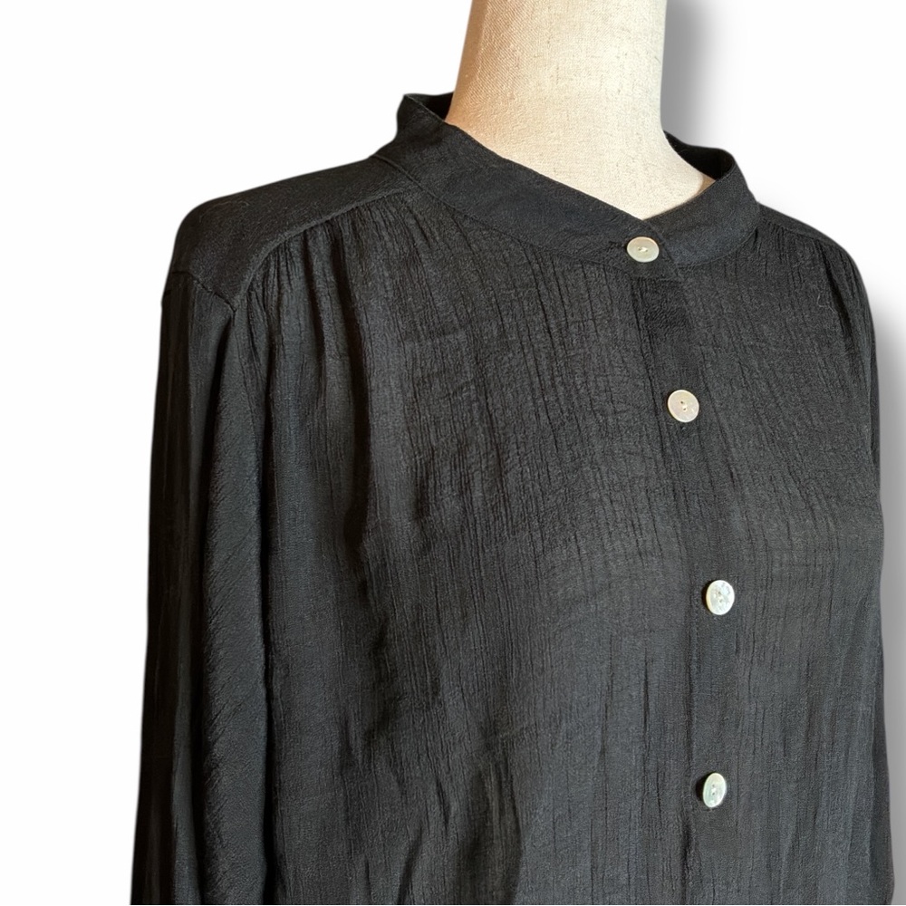 Solid Citizen Equestrian Black Crepe Button Batwi… - image 1